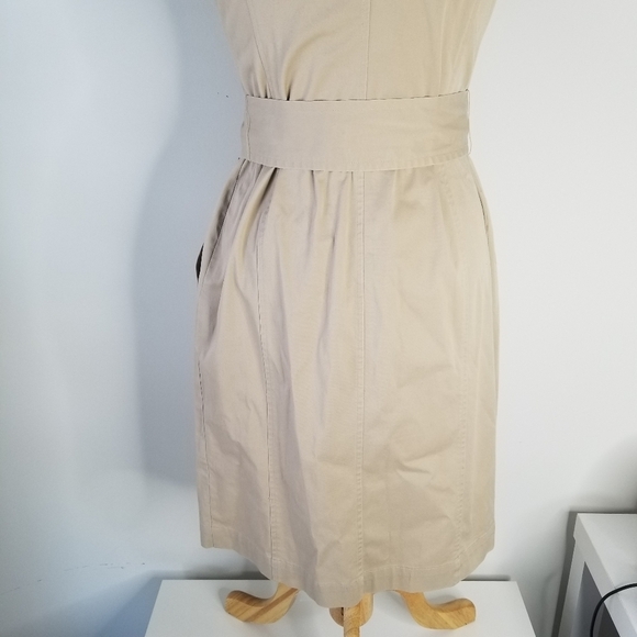 Talbots Khaki Stretch Safari Belted Button Front Shirt Dress Size 6 - Picture 13 of 15